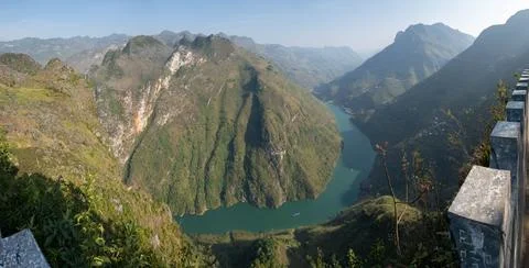 Mountain peak reflection in Nho Que River Ha Giang Loop Vietnam Stock Photos