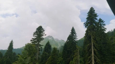 Mountain peak in Rosa Khutor. View from chair lift moving down Stock Footage 95412380