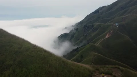 Mountain Peak Sea of Clouds Aerial Drone View with Majestic Nature Scenery Stock Footage 326736248