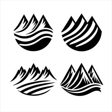 Mountain peak silhouettes Stock Illustration