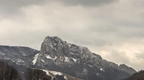 Mountain peak with storm clouds Stock Footage 48015007