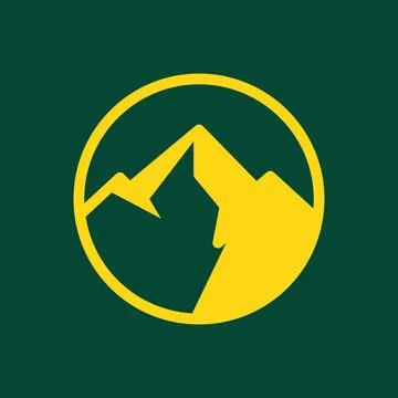 Mountain peak summit hiking with circle simple style sticker logo design ve.. Stock Illustration