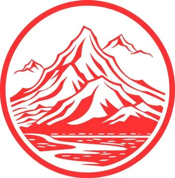 Mountain peak summit logo design. Outdoor hiking adventure icon set. Vector illu Stock Illustration