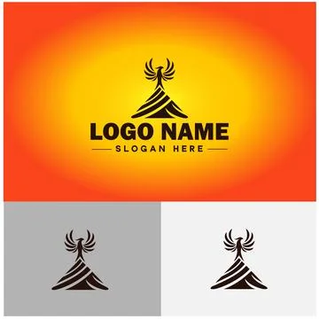 Mountain peak summit logo vector art Outdoor hiking adventure icon travel l.. Stock Illustration