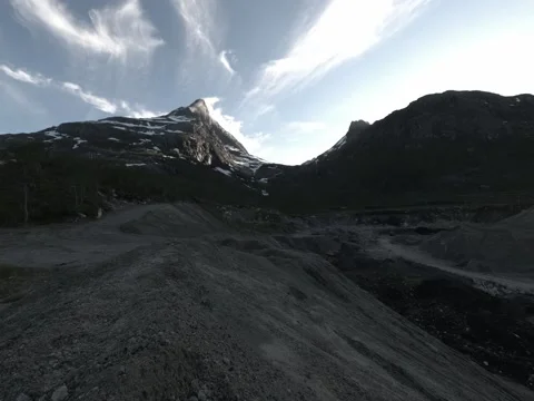 Mountain peak with sun and clouds timelapse in Norway Stock Footage 205572329