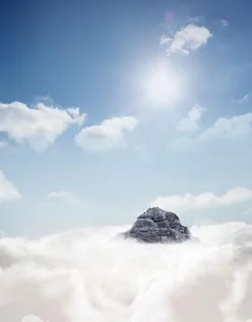 Mountain peak through the clouds Stock Illustration