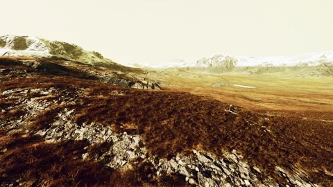 A mountain peak with a unique brown patch of grass at the summit Video stock 270522701