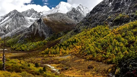 Mountain peak, Yading national level reserve, Daocheng, Sichuan Province, Chi Stock Footage 77716746