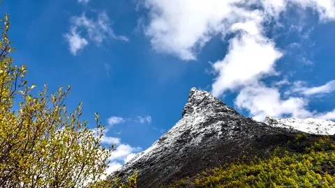 Mountain peak, Yading national level reserve, Daocheng, Sichuan Province, Chi Stock Footage 77717475