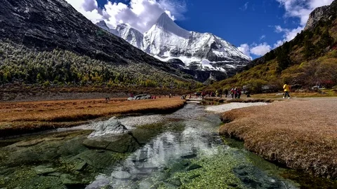 Mountain peak, Yading national level reserve, Daocheng, Sichuan Province, Chi Stock Footage 77717904