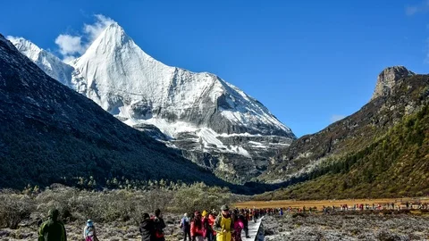 Mountain peak, Yading national level reserve, Daocheng, Sichuan Province, Chi Stock Footage 77718087