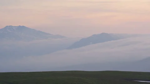 Mountain Peaks above Time Lapse Clouds Stock Footage 96282203