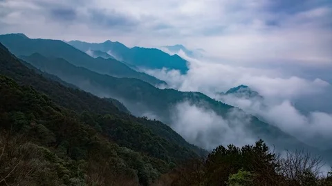 Mountain peaks and clouds 5 Stock Footage 83994496