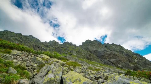 Mountain peaks  and clouds - Slovakia - timelapse Stock Footage 79077724