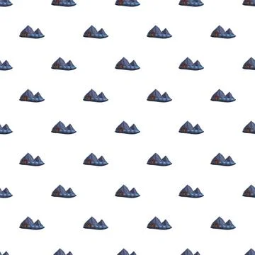 Mountain peaks and small cabins seamless pattern 스톡 일러스트