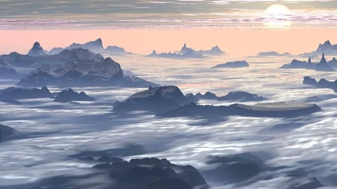 Mountain Peaks in the Clouds Stock Footage 80755319