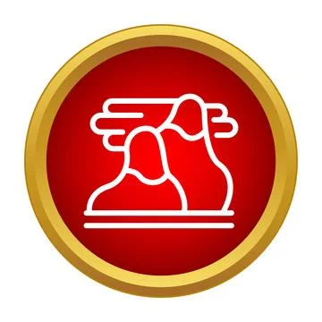 Mountain peaks with clouds icon on red button 스톡 일러스트