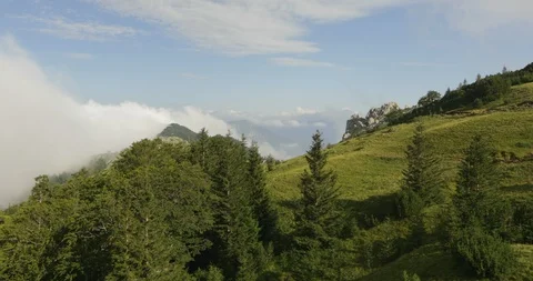 Mountain peaks with clouds, steadicam Stock Footage 93517379