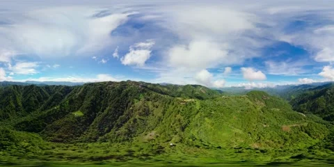 Mountain peaks covered with forest. Equirectangular panoramic. Video stock 202112905