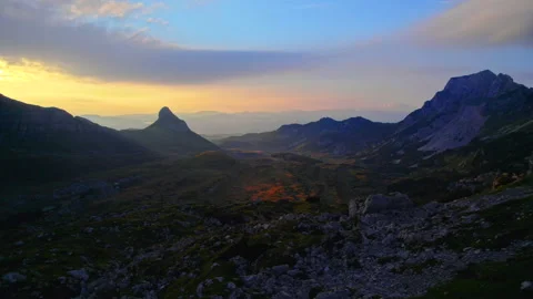 Mountain peaks at dawn Stock Footage 210142189