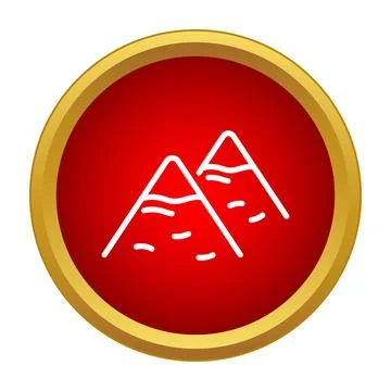 Mountain peaks icon on red button design 库存插图