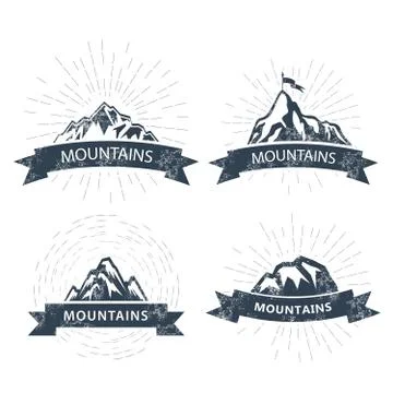 Mountain peaks labels and emblems - ski resort icon Stock Illustration