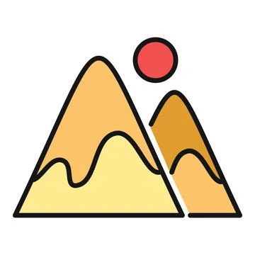 Mountain peaks landscape with setting sun icon イラスト素材