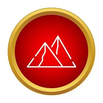 Mountain peaks outline icon on red button Stock Illustration