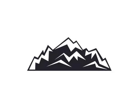 Mountain peaks, ski logo design elements icon collection isolated on white Stock Illustration
