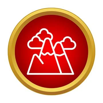 Mountain peaks with snow and clouds icon Stock Illustration