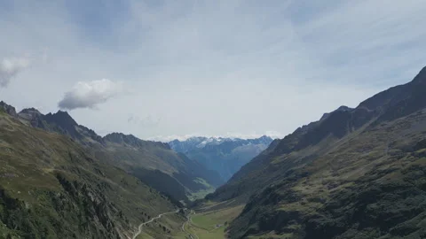 Mountain peaks stretched over horizon shot on drone. Stock Footage 260641401