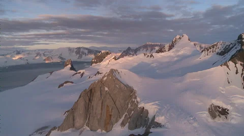 Mountain peaks at sunset, Antarctica Stock Footage 34313771
