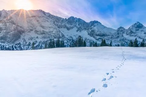 Mountain peaks in winter Stock Photos