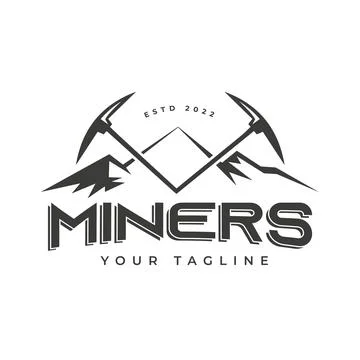 Mountain Pickaxe Simple Logo Vector Design Illustration Vintage, Mining Conce Stock Illustration