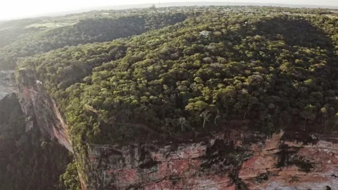 Mountain Plateau Chapada do Guimarães Aerial Drone Shot Stock Footage 173810345