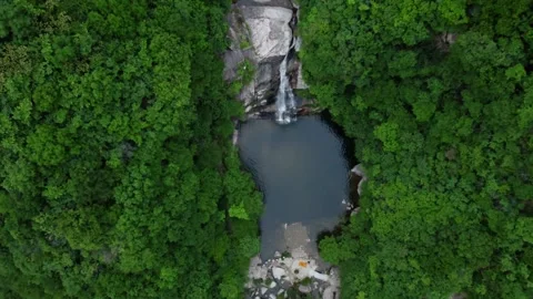 Mountain Pool Aerial Drone View with Crystal Clear Water and Lush Green Forest Stock Footage 326706790