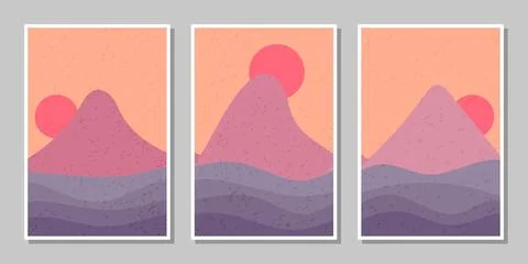 Mountain posters with gradation color Stock Illustration
