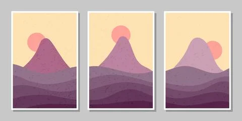 Mountain posters with gradation color イラスト素材