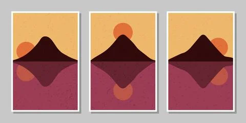 Mountain posters with gradation color Illustrazione stock