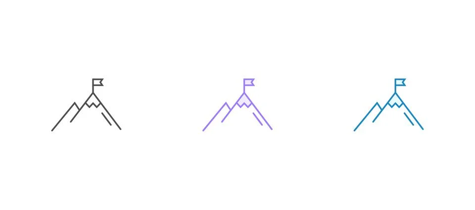 Mountain progression path. Climbing progress route, mountain peak overcomin.. Stockillustratie