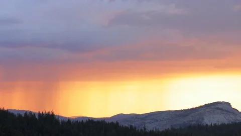 Mountain Rain Storm  Sunset Timelapse Stock Footage 71123202