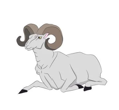Mountain ram lying, vector. Illustrazione stock