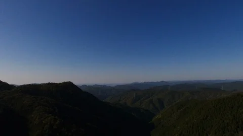 The mountain range and blue sky in akiragi ,aerial Stock Footage 108822708