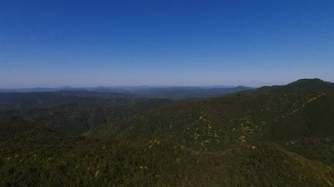 The mountain range  and cobalt blue sky in akiragi ,aerial Stock Footage 108822707