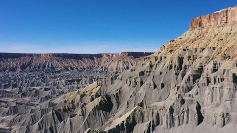 Mountain Range And Gorges Of Many Hills Of Steel Blue Sandstone In Canyon Butte Stock Footage 261554574