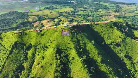 Mountain range and layers of green Dominican hills on a sunny summer morning. Stock Footage 251629125