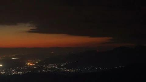 The Mountain Range of Arakubeyama Viewed from Jukkansan with the Rising Moon and Stock Footage 333187341