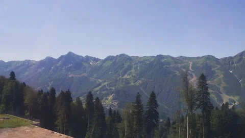 Mountain range, ascent to the top by cable car in a cable car Stock Footage 158666529