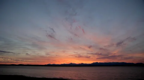 Mountain Range Beach Sunset Time lapse Video stock 25143133