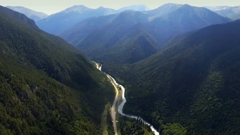 Mountain range. Beautiful mountain. Rivers and forests 4K Stock Footage 86510121